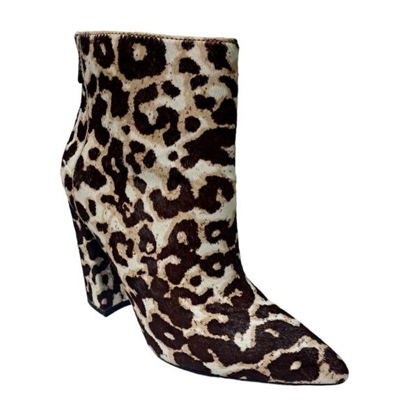 Charles David Shoes - Charles David Women's Real Calf Fur Animal Print Ankle Boots Brown Multi Sz 8